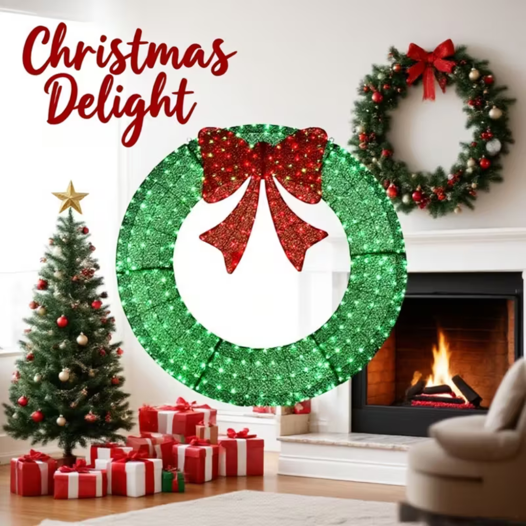 LED Pre-Lit Christmas Wreath Decoration